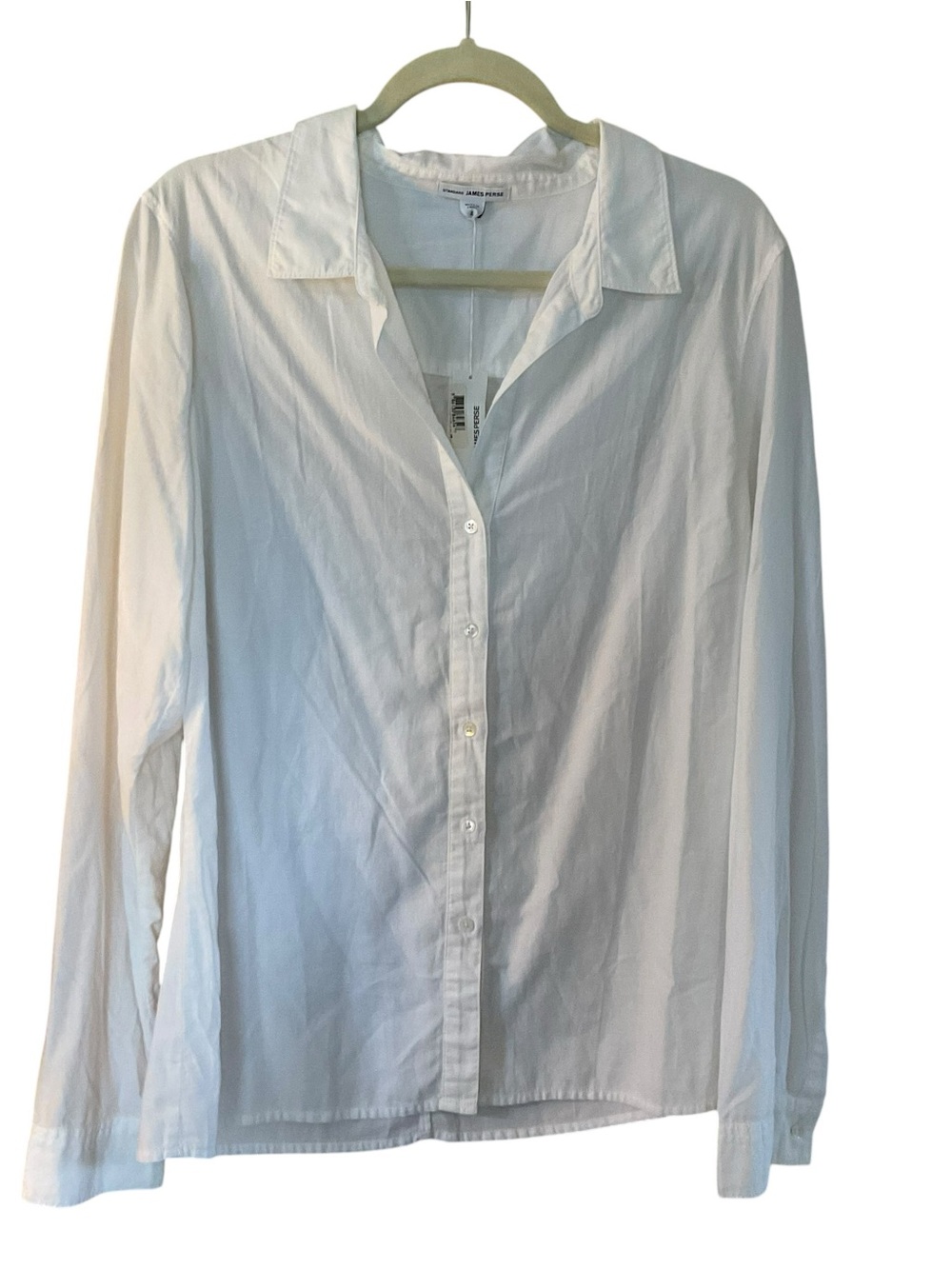 NWT James Perse White Cotton Button Front Classic Shirt Size 4